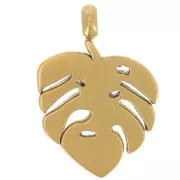 14x10mm 304L Stainless Steel Philodendron Leaf Charm - Gold x1