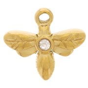 10x11mm 304L stainless steel Dragonfly charm with rhinestones - Gold x1|raw }}