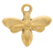 10x11mm 304L stainless steel Dragonfly charm with rhinestones - Gold x1