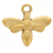 10x11mm 304L stainless steel Dragonfly charm with rhinestones - Gold x1