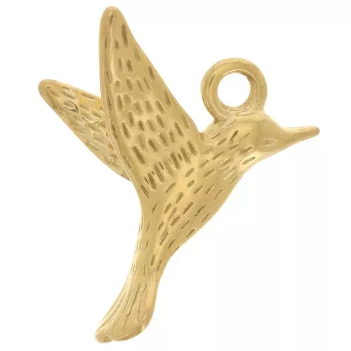 14x16mm 304L Stainless Steel Colibri Bird Charm - Gold x1