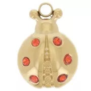 14x10mm 304L Stainless Steel Ladybug Charm Zirconium Oxides - Gold - Orange x1