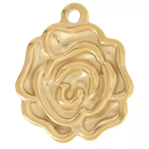 21x18mm Stainless steel 304L Rose flower pendant - Gold x1