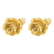 8mm 304L stainless steel Rose flower earrings - Gold x2|raw }}