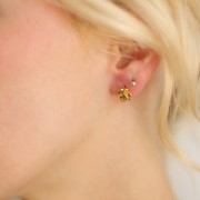 8mm 304L stainless steel Rose flower earrings - Gold x2