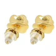 8mm 304L stainless steel Rose flower earrings - Gold x2