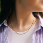 2mm 304L stainless steel Venetian mesh choker - Gold x44cm