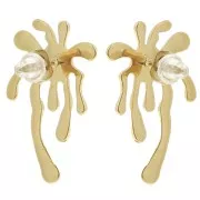 Palm tree earrings - imitation mother-of-pearl - 304L gold-plated stainless steel x2