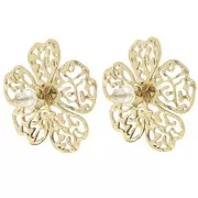 Flower filigree earrings 24x26mm imit mother-of-pearl - Stainless steel 304L Gold x2