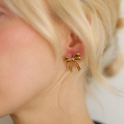 20x21mm 304L stainless steel Double knot earrings - Gold x2