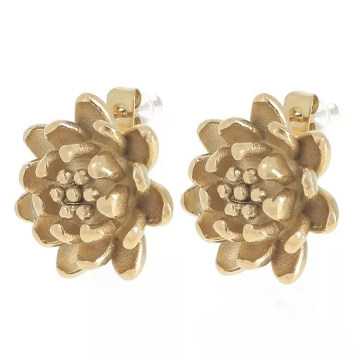 20mm Stainless steel 304L Flower earstuds - Gold x2