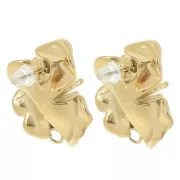 21mm 304L stainless steel Flower earstuds with epoxy resin - Gold - Red x2