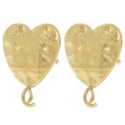 17x14mm 304L stainless steel Quilted effect heart earstuds - Gold x2