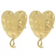 17x14mm 304L stainless steel Quilted effect heart earstuds - Gold x2