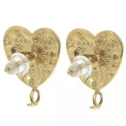 17x14mm 304L stainless steel Quilted effect heart earstuds - Gold x2