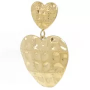 17x14mm 304L stainless steel Quilted effect heart earstuds - Gold x2