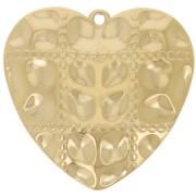 Quilted-effect heart pendants 26x27 mm - 304L Gold-plated stainless steel x2|raw }}