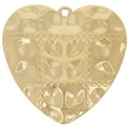 Quilted-effect heart pendants 26x27 mm - 304L Gold-plated stainless steel x2