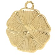 20mm flower pendant with imitation mother-of-pearl bead - 304L gold-plated stainless steel - White x1