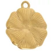 20mm flower pendant with imitation mother-of-pearl bead - 304L gold-plated stainless steel - Red x1