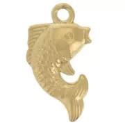 17x9mm Stainless Steel 304L Fish Charm Koi Carp - Gold x1