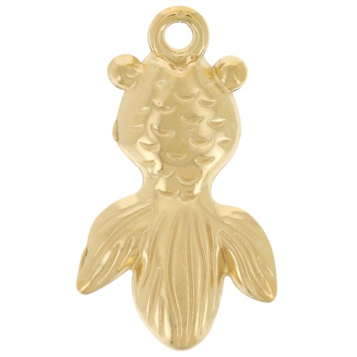 25x15mm 304L Stainless Steel Koi Carp Pendant - Gold x1