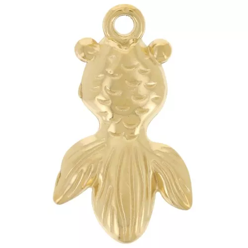 25x15mm 304L Stainless Steel Koi Carp Pendant - Gold x1