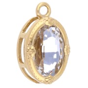 20x12.5mm oval charm and rhinestone cabochon - 304L gold-plated stainless steel - Crystal