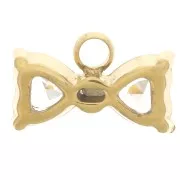 6x9.5mm Stainless steel 304L Bow tie charm with zirconium oxides - Gold x1