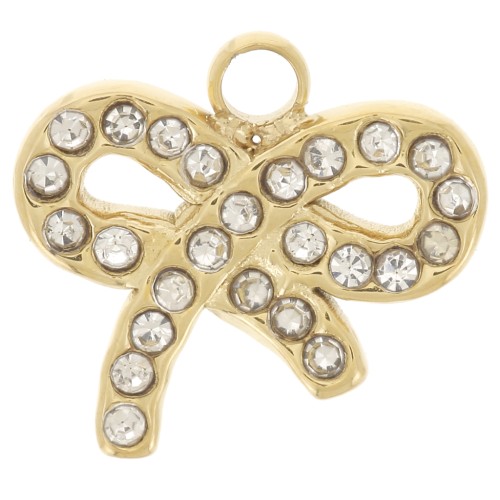 10x11mm Charm bow with zirconium oxides - Gold x1
