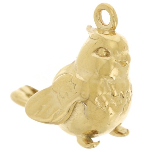 16x15mm Stainless Steel 304L Bird Charm Parakeet - Gold x1