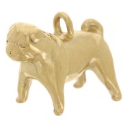 13x16mm 304L Stainless Steel Pug Dog Charm - Gold x1