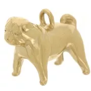 Dog - 13x16mm 304L Stainless Steel Pug Dog Charm - Gold x1 13x16mm 304L Stainless Steel Pug Dog Charm - Gold x1