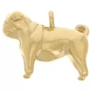 13x16mm 304L Stainless Steel Pug Dog Charm - Gold x1