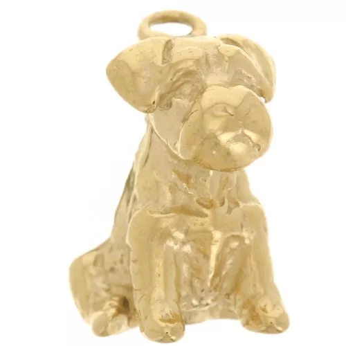 17x11mm 304L Stainless Steel Boxer Dog Charm - Gold x1