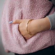 64.5mm 304L stainless steelRibbed twisted bangle bracelet - Gold x1