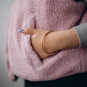 63.5mm 304L Stainless Steel Twisted Necklace Bracelet - Gold x1