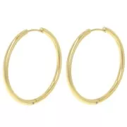35mm 304L stainless steel round hoop earrings - 2.5mm wire - gold x2