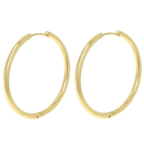 35mm 304L stainless steel round hoop earrings - 2.5mm wire - gold x2
