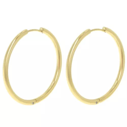 35mm 304L stainless steel round hoop earrings - 2.5mm wire - gold x2