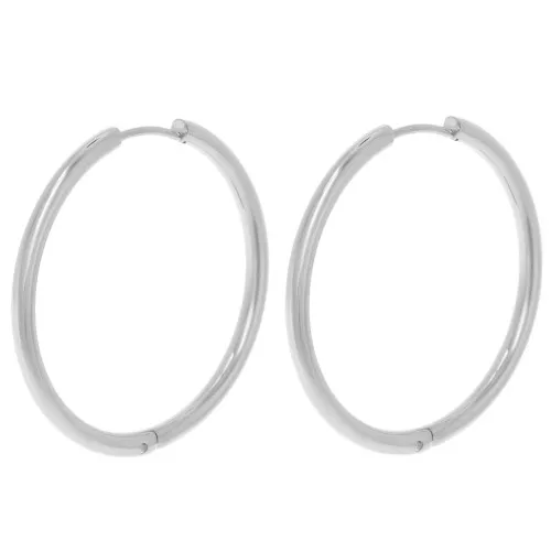 35mm 304L stainless steel round hoop earrings - 2.5mm wire x2