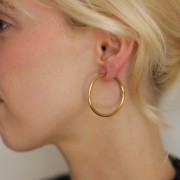 35mm 304L stainless steel round hoop earrings - 2.5mm wire x2