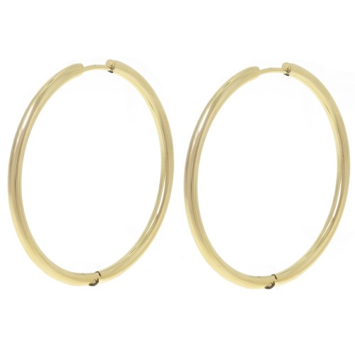 40mm round hoop - 2.5mm wire - 304L gold-plated stainless steel - Gold x2