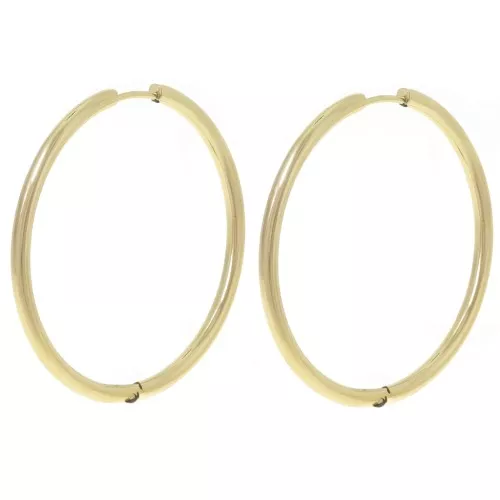 40mm round hoop - 2.5mm wire - 304L gold-plated stainless steel - Gold x2