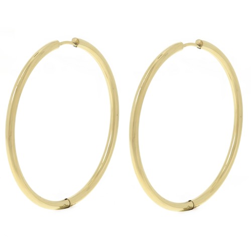 45mm round hoop - 2.5mm wire - 304L gold-plated stainless steel - Gold x2