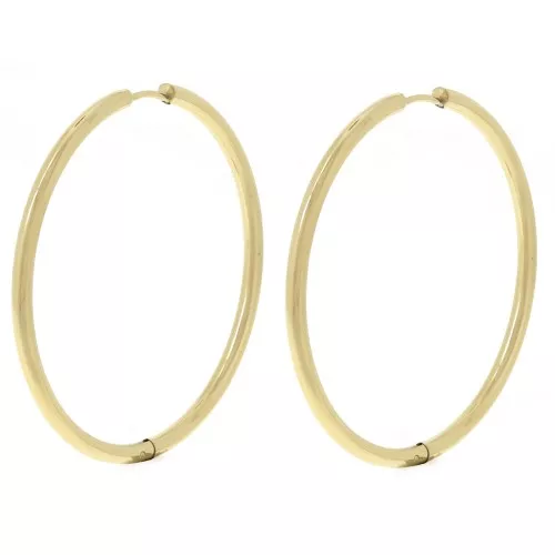 45mm round hoop - 2.5mm wire - 304L gold-plated stainless steel - Gold x2