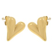 14x12mm 304L stainless steel Heart earrings - Gold x2