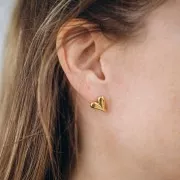 14x12mm 304L stainless steel Heart earrings - Gold x2