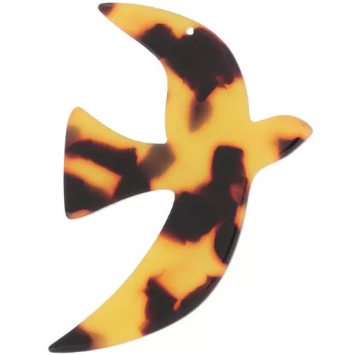 49x36mm Acetate bird pendant by Perles & Co - Tortoise shell - Brown x1
