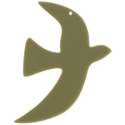49x36mm Acrylic bird pendant by Perles& Co - Khaki x1|raw }}